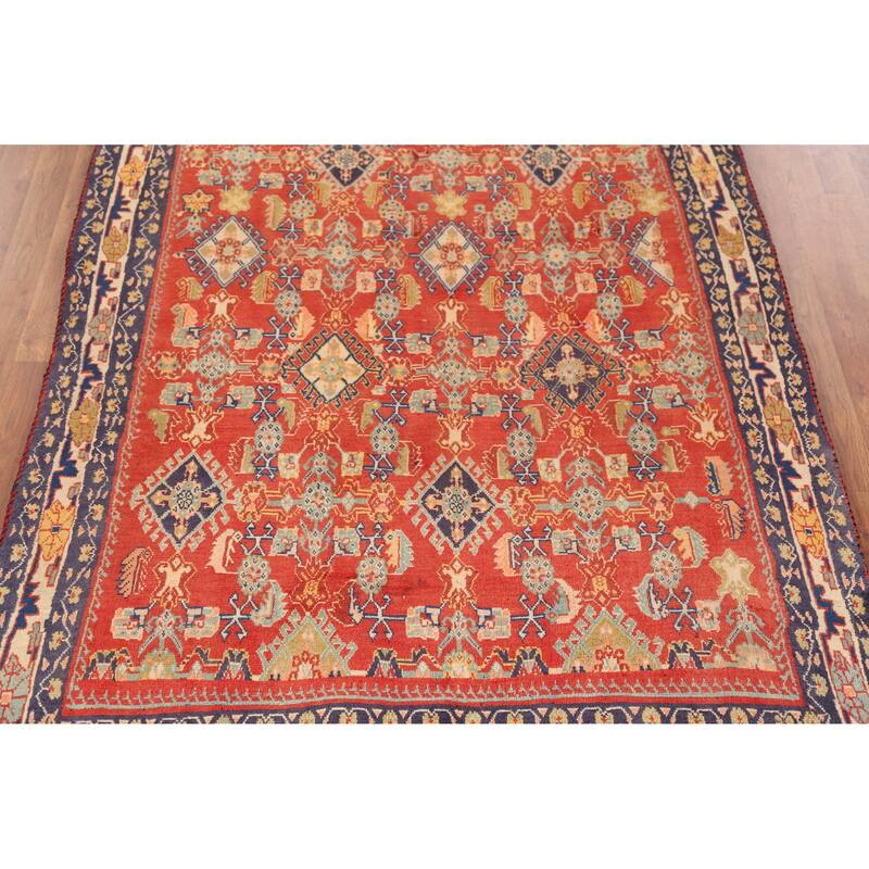 Hand Knotted Oriental 100% Wool Carpet Traditional All-Over Oranges & Rust Kashkoli Area Rug - 7' 8'' X 5' 0''