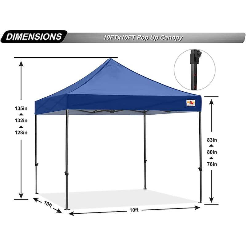 ABCCANOPY Outdoor Commercial Metal Patio Pop-Up Canopy - 10ftx10ft