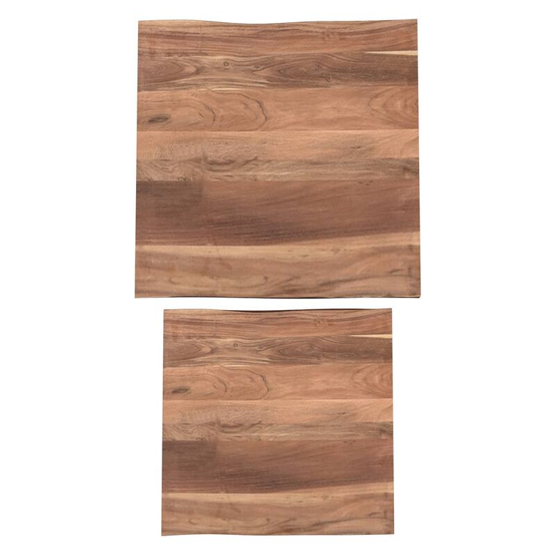 Rustic 2 Piece Solid Wood & Iron Coffee Table Set in Natural