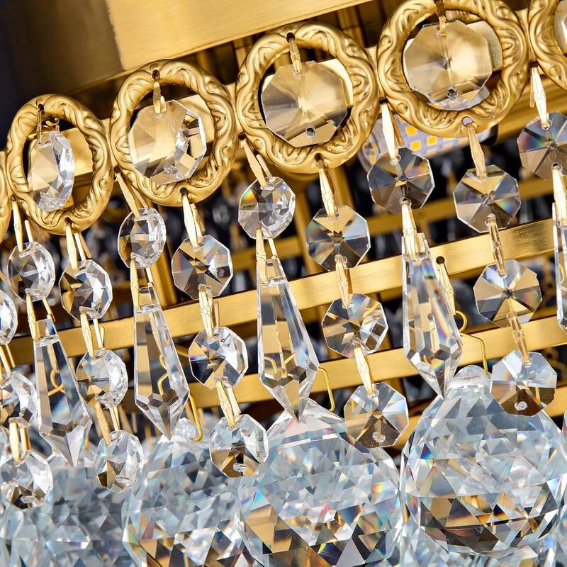 KAYLA 19-Lights High Ceiling Chandelier Modern Gold Crystal Chandeliers Large Foyer Chandelier Fixtures