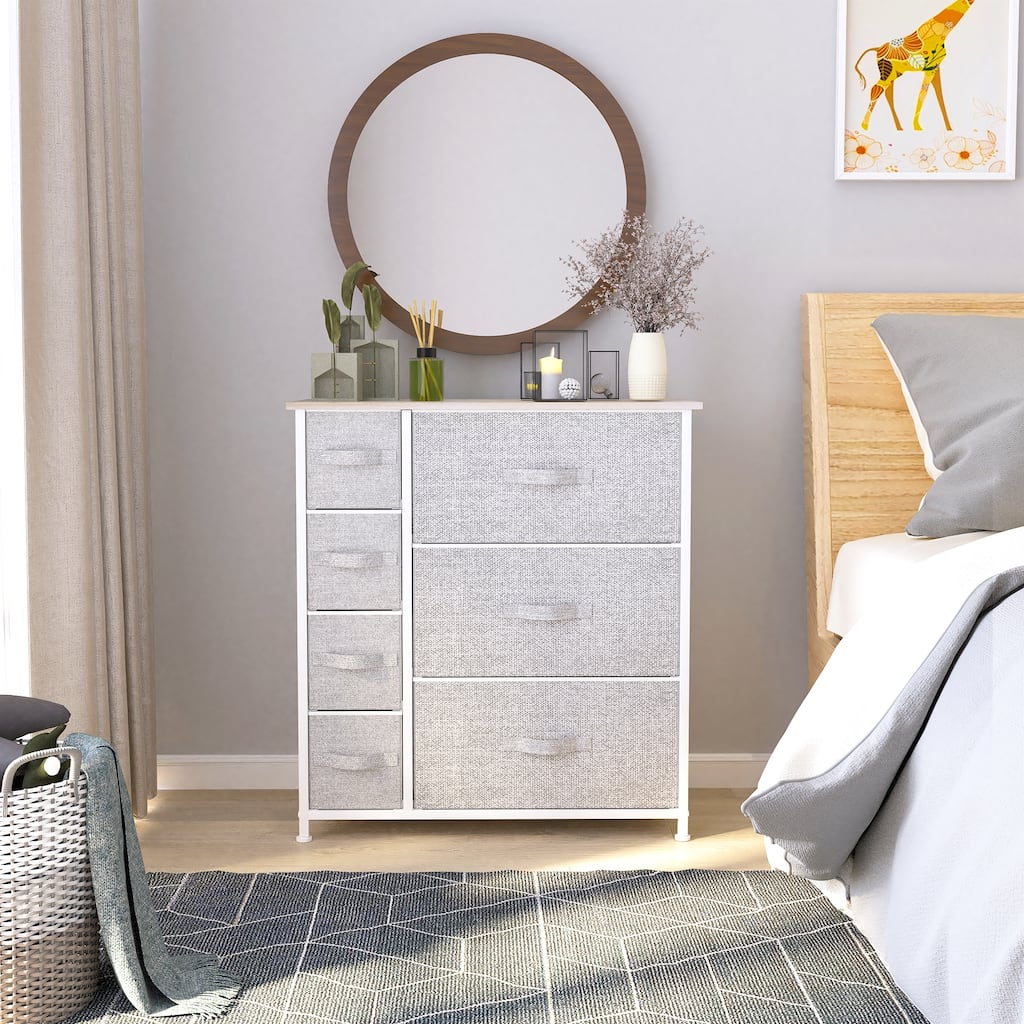 Modern Wide Dresser Storage Tower with 7 Drawers