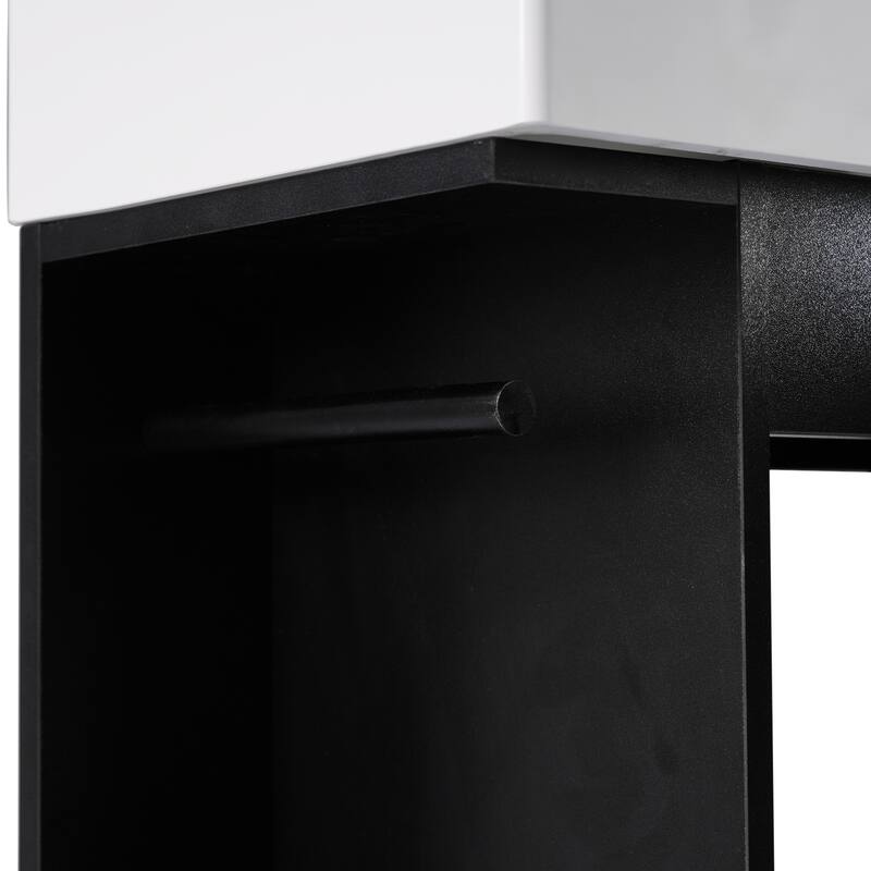 18.6" Vertical Stripe Door Cabinet Bathroom Vanity with Sink, Toilet Paper Holder and 2-tier Shelf - Available Left or Right