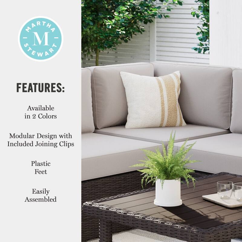 Martha Stewart Outdoor Modular Rattan Wicker Patio Sectional Sofa Corner Seat - 32"W x 32"D x 30"H