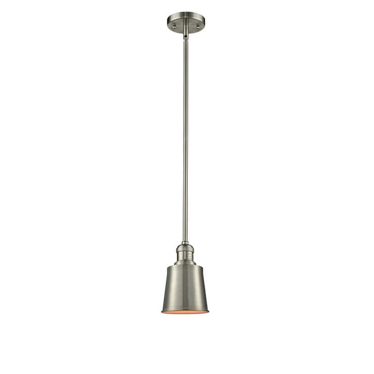 Innovations Lighting Addison 5" Wide Mini Pendant - Downrod Suspension - Brushed Satin Nickel / Metal Shade