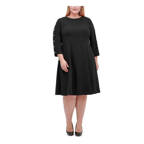 TOMMY HILFIGER Black Long Sleeve Knee Length Dress 16W. Opens flyout.