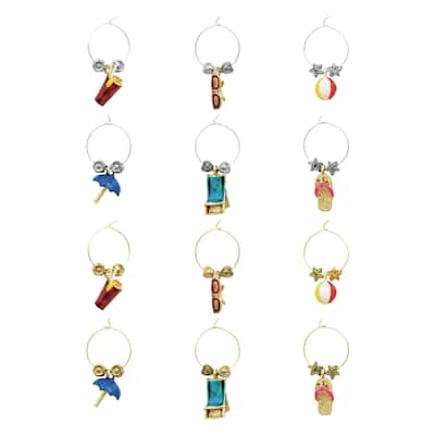 Leinuosen 24 Pcs Wine Glass Charms Party Gemstone Beads Charm Markers Drink Markers Tags Wine Tasting Party Favors Decorations For Stem Glasses Christmas Valentines Wedding Birthday