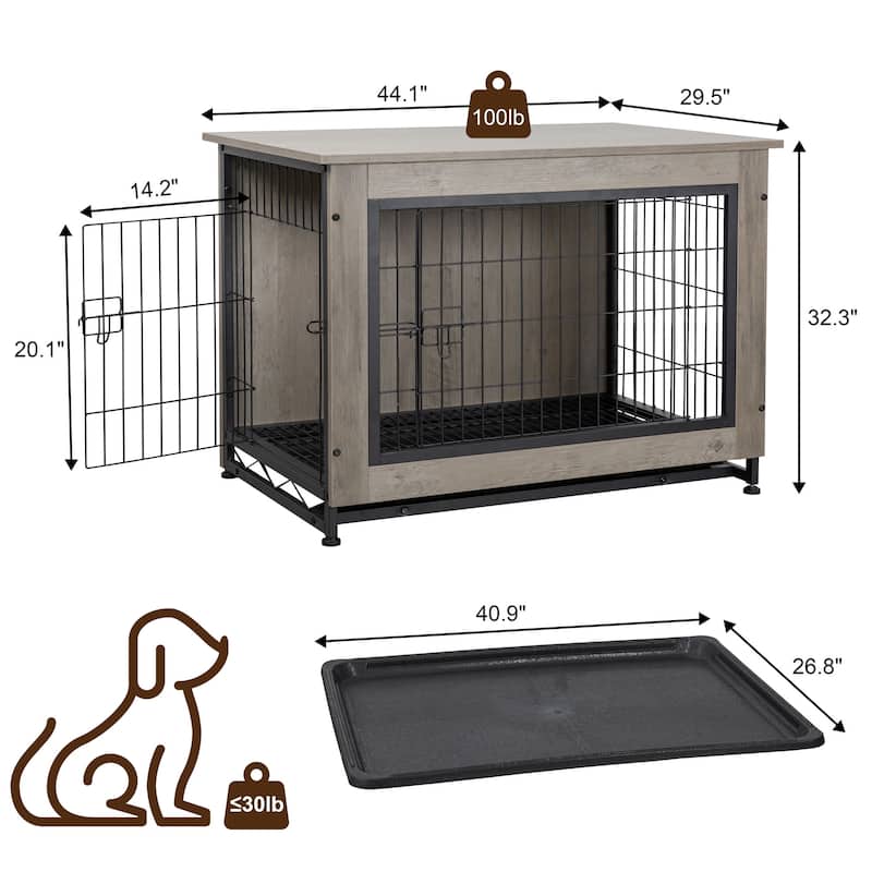 Futzca Dog Crate, Double-Doors Dog Furniture