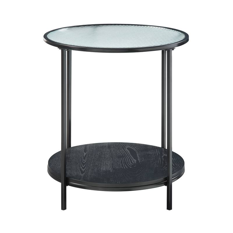 2pc Modern Occasional Table Set Coffee Table Glass Top End Table Metal