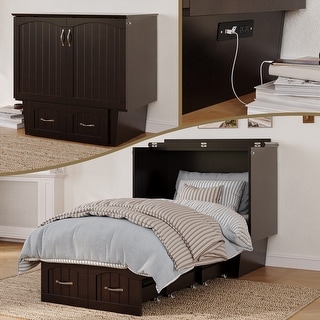 Nantucket Murphy Bed Chest with Mattress and Built-in Charging Station