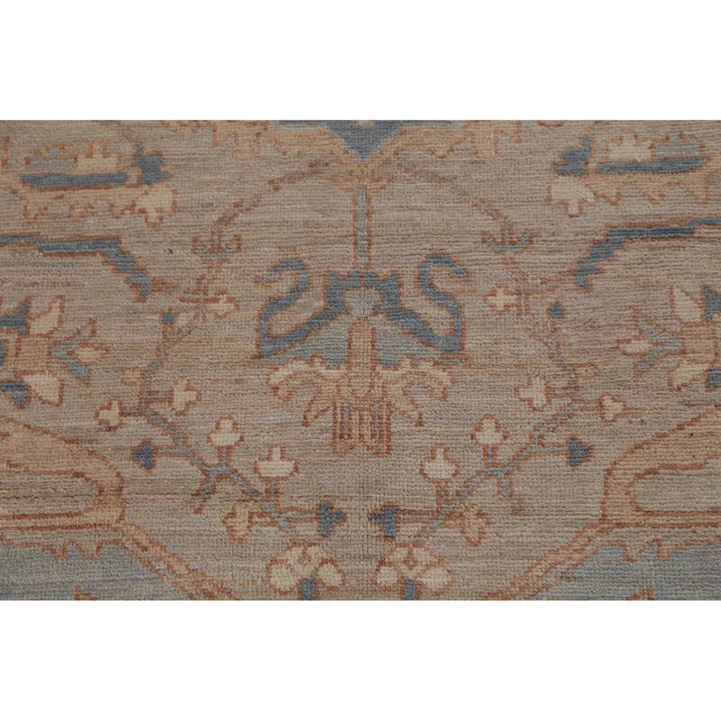 Hand Knotted Oriental 100% Wool Carpet Transitional Medallion Beige & Ivories Oushak Area Rug - 11' 8'' X 9' 3''