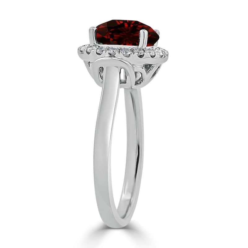 Auriya 3 5/8ct Round Garnet Gemstone and Halo Diamond Engagement Ring 1/4ctw 14k Gold