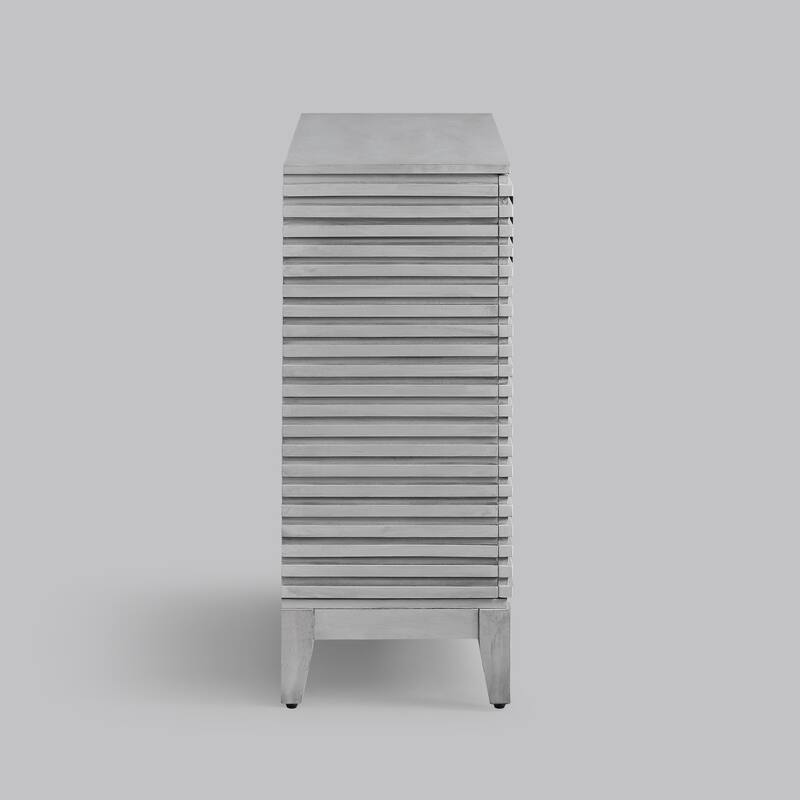 Morden Fort Wood Sideboard Storage Buffet Cabinet with 3D Stripes Doors