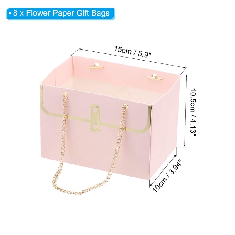 6x4x4Inch Flower Paper Gift Bag 8PCS Box Storage Florist Supplies Wrap - Pink