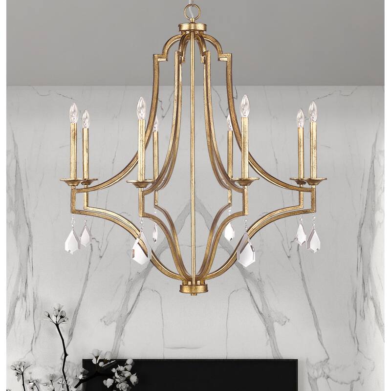 8 Lt. Transistional Gold Large Chandelier