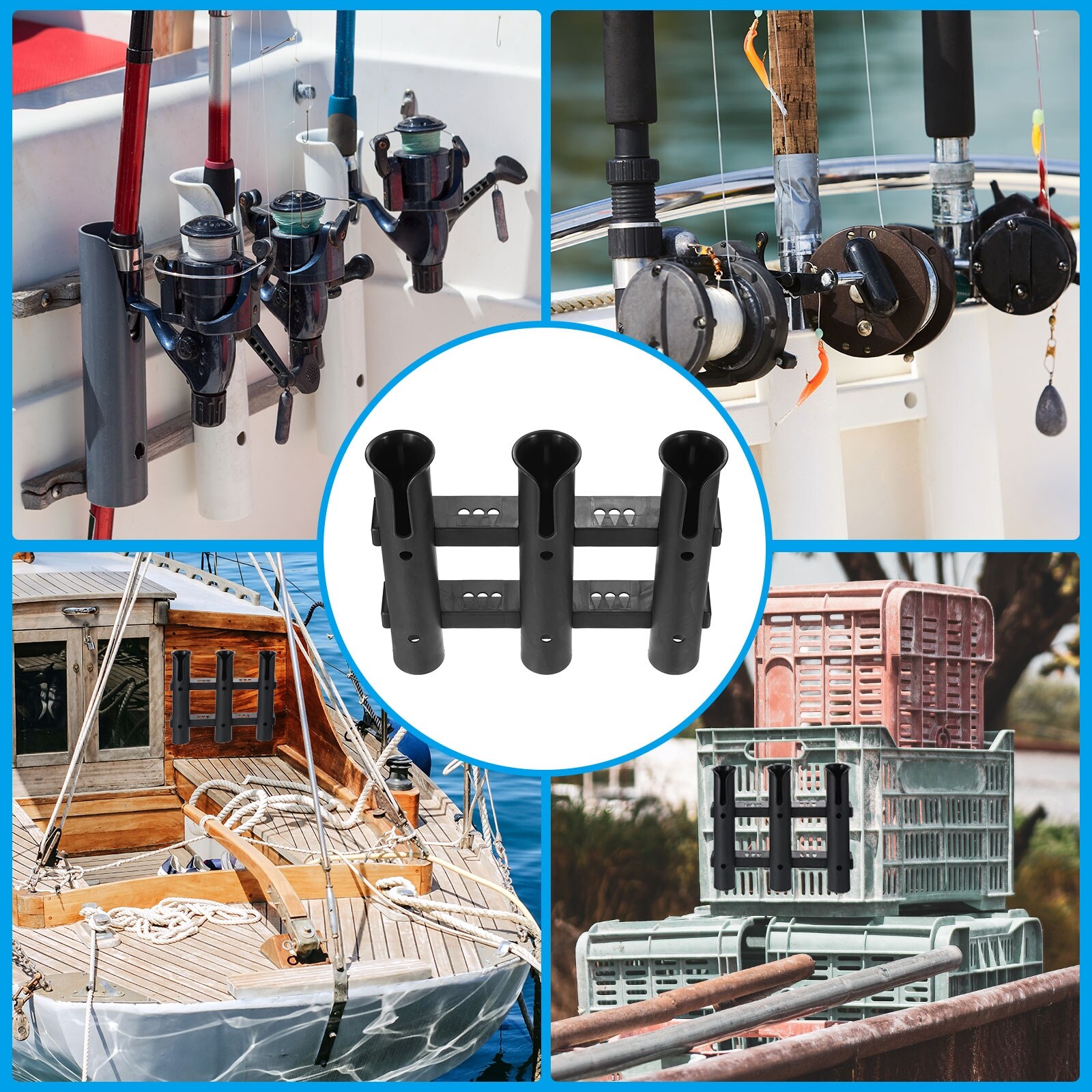fishing rod pvc holder Promar Glow-in-the-Dark Sand Spike rod rack made from King Starboard with durable PVC rod tubes Bank Fishing Rod & Beverage