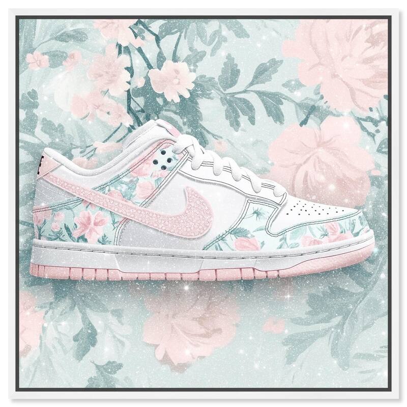 Dainty Floral Sneaker Canvas by Art Remedy - White - 12" x 12"