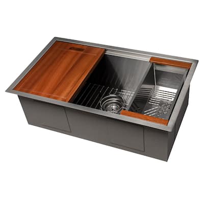 ZLINE Garmisch Undermount Single Bowl Scratch Resistant Stainless Steel Kitchen Sink with Bottom Grid and Accessories