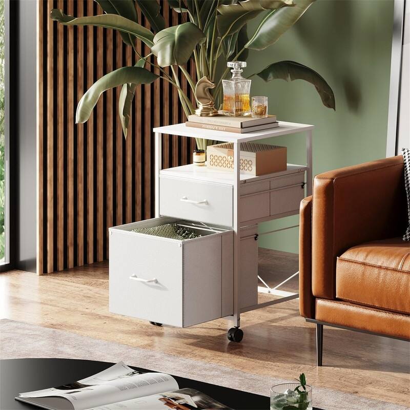 2 Drawer Mobile File Cabinet - 15.7"D x 15.4"W x 26.8"H