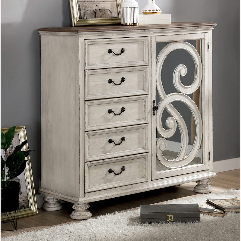 Dileep Transitional Mirrored Door 5-Drawer Armoire by Furniture of America