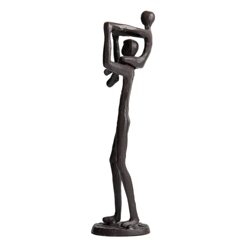 Proud Parent Holding Child Up Contemporary Iron Sculpture Statue