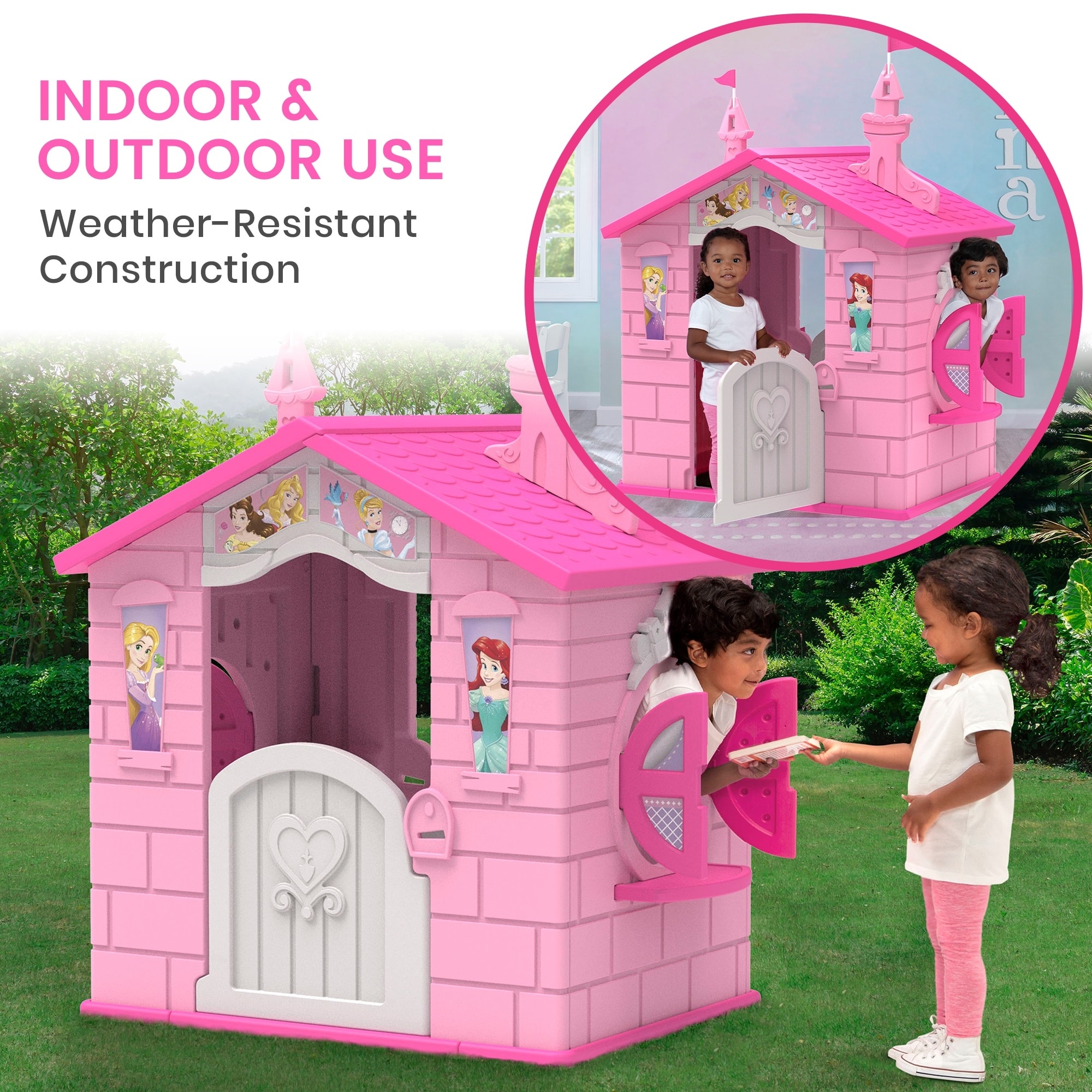 Princess Plastic Indoor,Outdoor Playhouse with Easy Assembly Bed