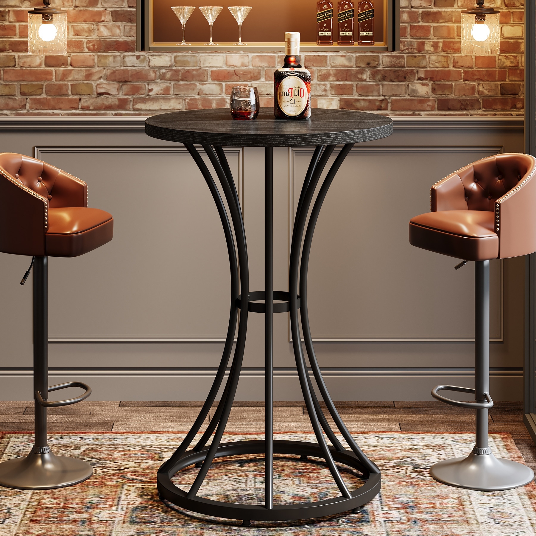 High Top Bar Table, Cocktail Pub Stand, Living Room Coffee Kitchen Party Accent Pub Table
