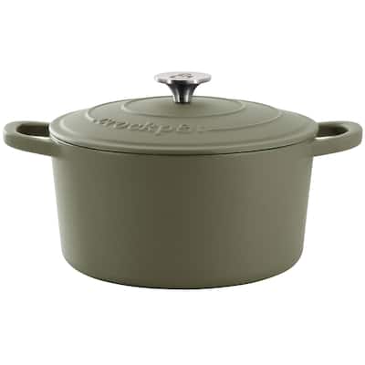 Craftsman 7 Quart Round Enameled Cast Iron Dutch Oven in Matte Green