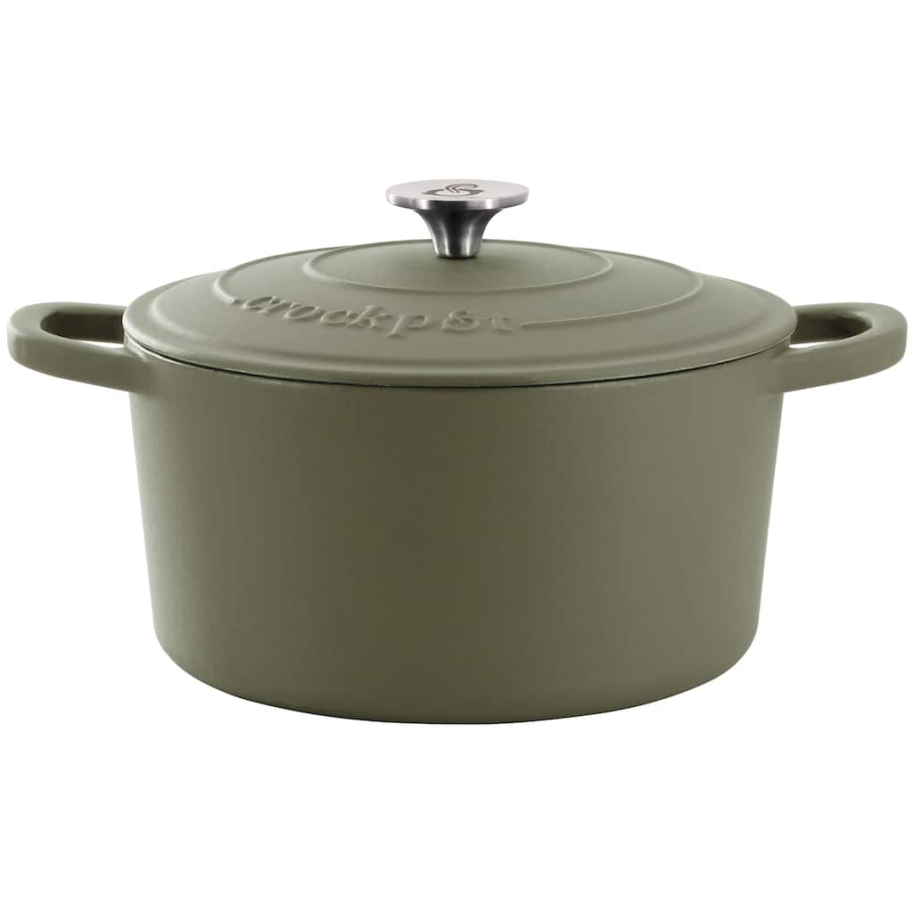 Craftsman 7 Quart Round Enameled Cast Iron Dutch Oven in Matte Green