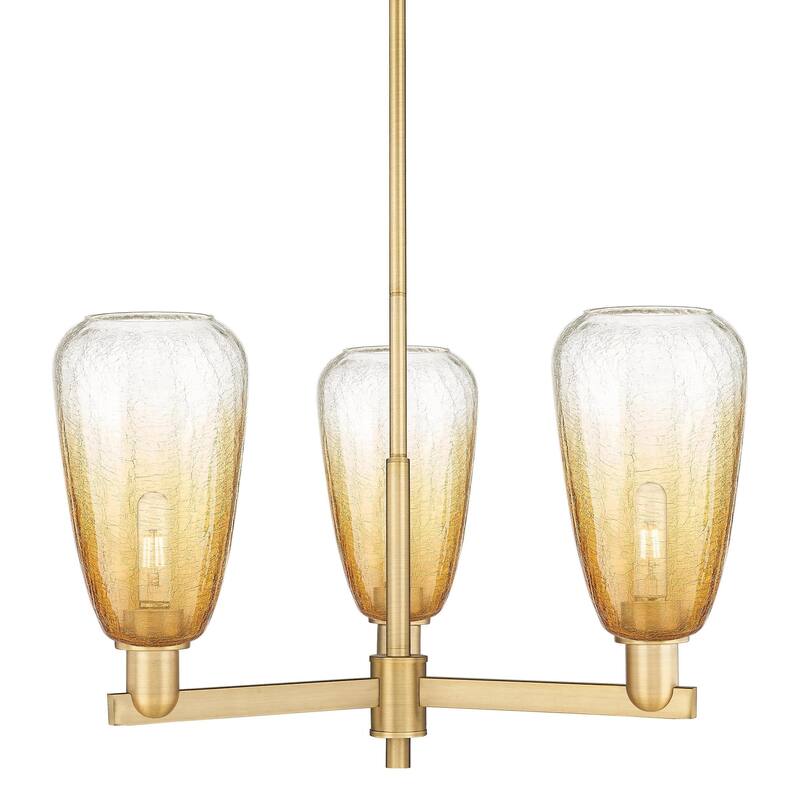 Innovations Lighting 716-3CR-9-18 Brookhaven Almond Chandelier - Brushed Brass / Amber