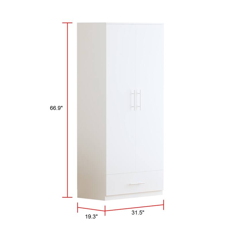 South Shore 2Door Wardrobe Armoire with Storage Drawer and hanging rod
