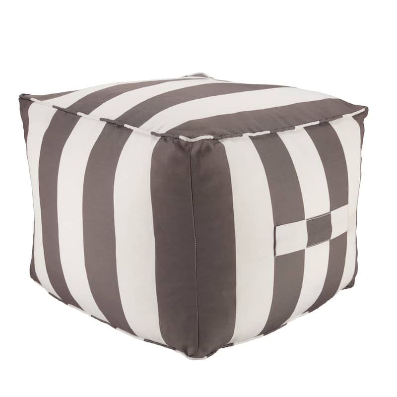 Ozma Indoor/ Outdoor Striped Gray/ White Pouf/ Floor Pillow - 20"X20"X15"