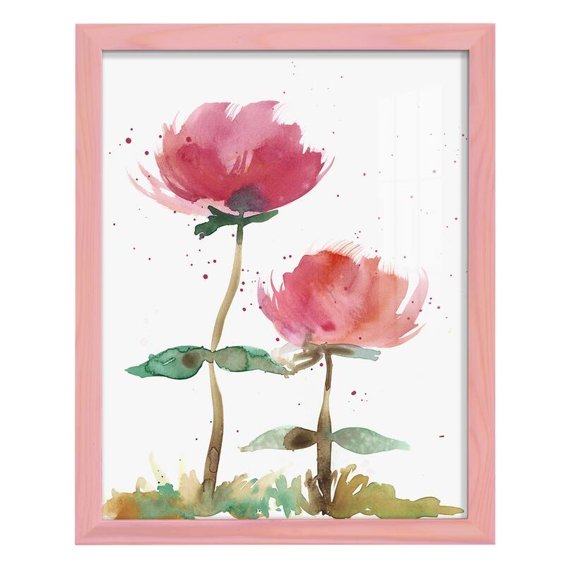 Pink Fleurs I -Framed Print w/glass-Cherry Red