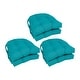 preview thumbnail 36 of 59, 16-inch U-Shaped Indoor Twill Chair Cushions (Set of 2, 4, or 6) - 16" x 16" Set of 6 - Aqua Blue