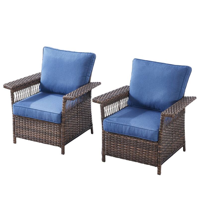 Gymojoy Outdoor Wicker Patio Chairs Set of 2 with 4.3" Cushions