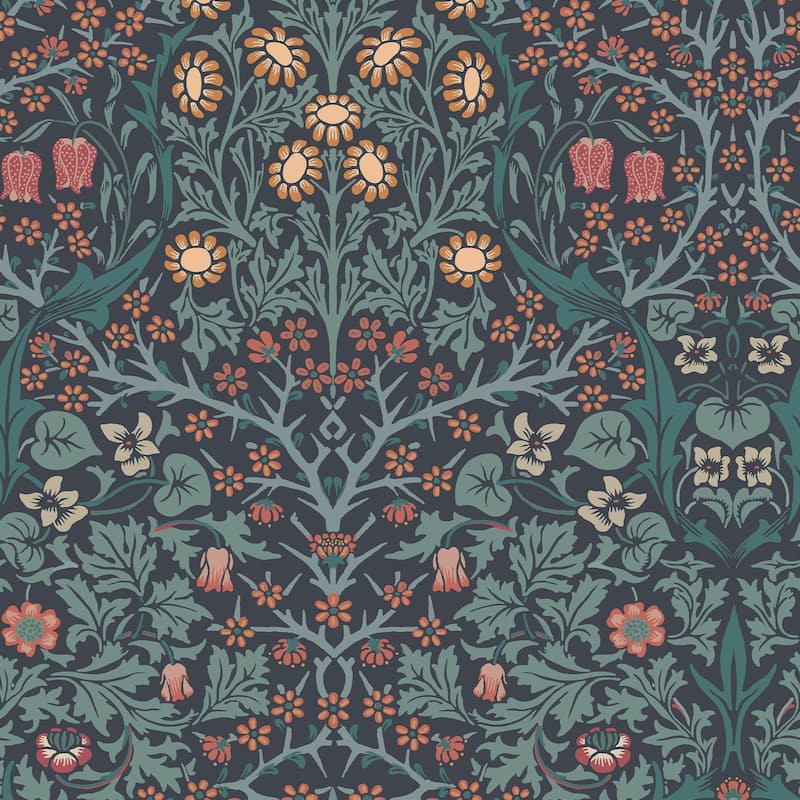 William Morris Blackthorn Navy Wallpaper