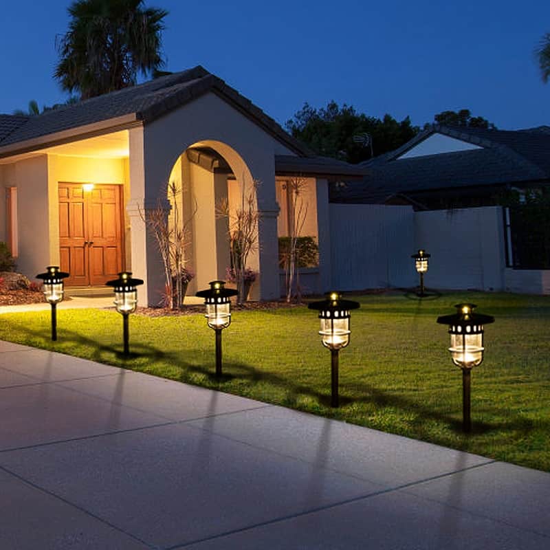 Bronze Low Voltage Solar Powered Integrated LED Metal Pathway Light - 6 Pack