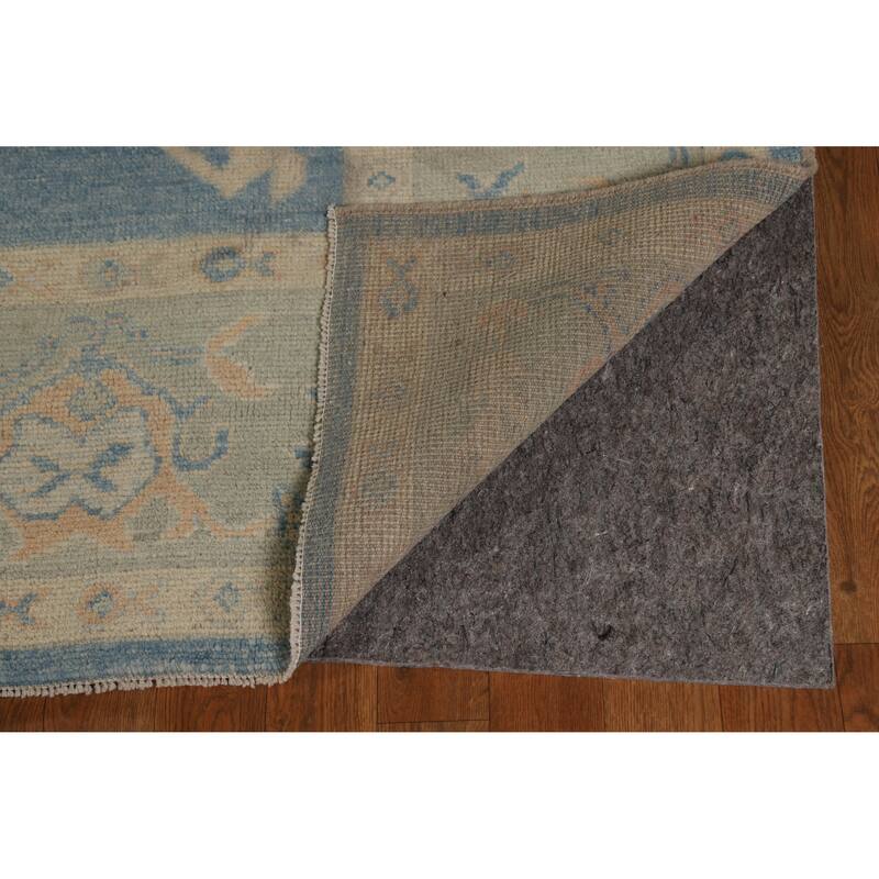 Transitional Blue Oushak Turkish Area Rug Handmade Wool Carpet - 8'0" x 10'0"