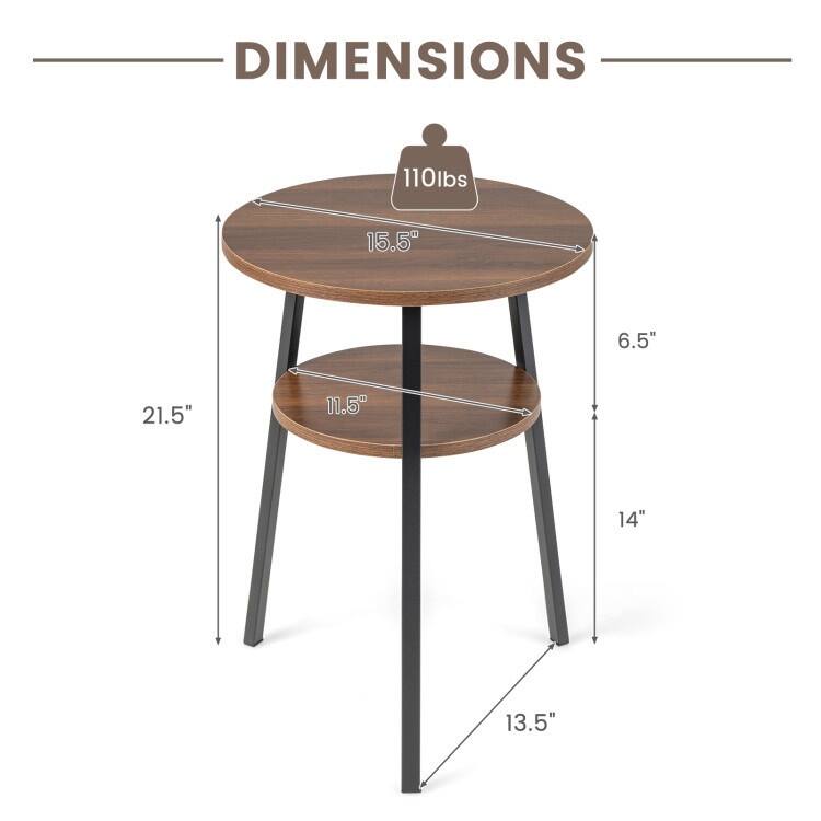 Side Table with 2 USB Charging Ports for Living Room