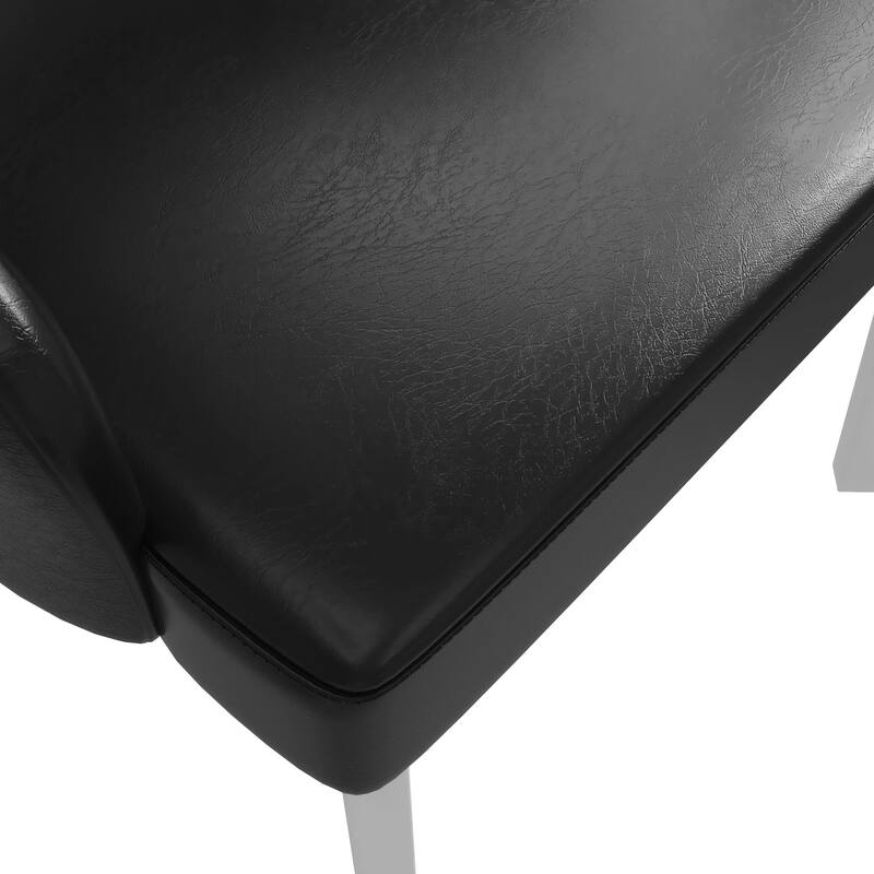 Ethos Leather Dining Chair with Rubberwood Legs Curved Back Accent Chair for Kitchen and Dining Room Set of 4
