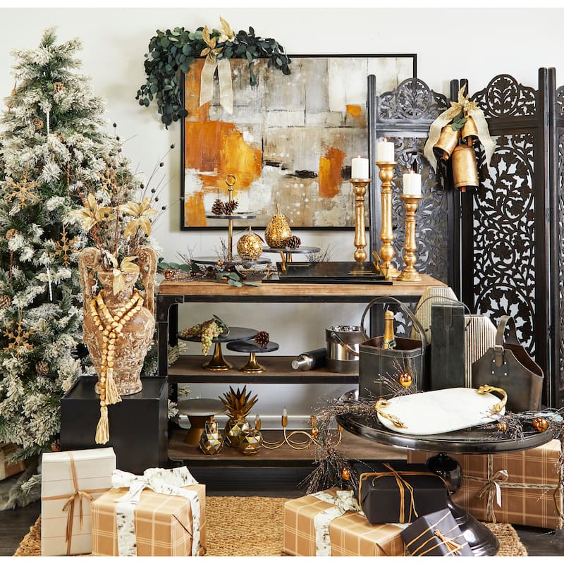 White Marble Oval or Rectangular Tray with Gold Twisted Leaf Handles