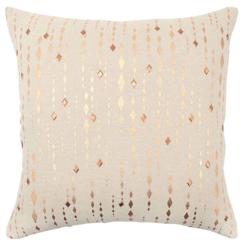 Rizzy Home Ivory and Metallic Hand crafted Striped Throw Pillow - Cover Only - Gold