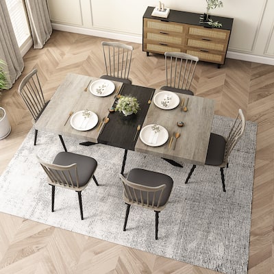 55.11'' -70.86"Retro Rectangular Stretch Dining Table