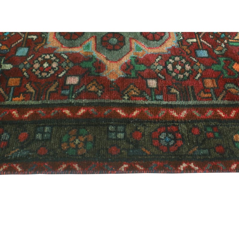 Fine Vintage Distressed Isphan Burgundy/Brown Runner - 3'4" x 8'1"