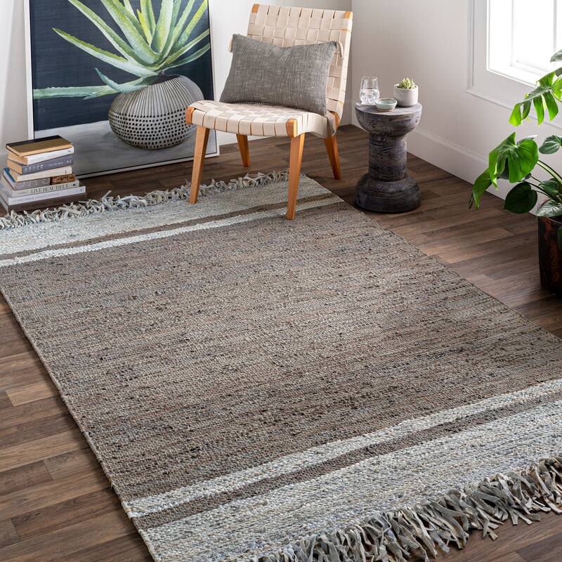 Artistic Weavers Andaman Rustic Leather/Cotton Handmade Area Rug - Taupe - 8' x 10'