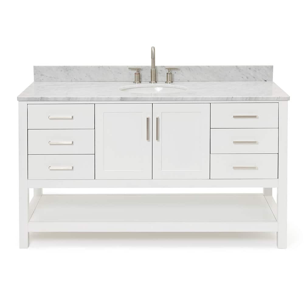 Ariel S061SCW2OVO Magnolia 60" Free Standing Single Basin Vanity Set