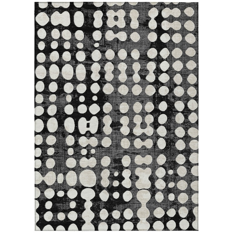 Machine Washable Indoor/ Outdoor Chantille Abstract Dots Rug