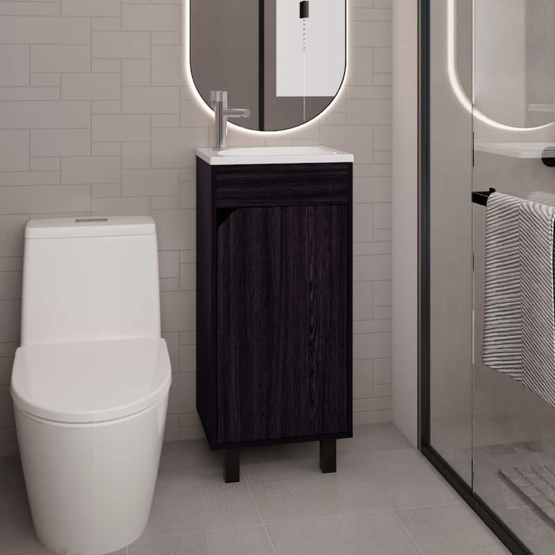 Modern aesthetic Bathroom Vanity, 1 Door, 4 Legs with Sturdy construction for stability - Black