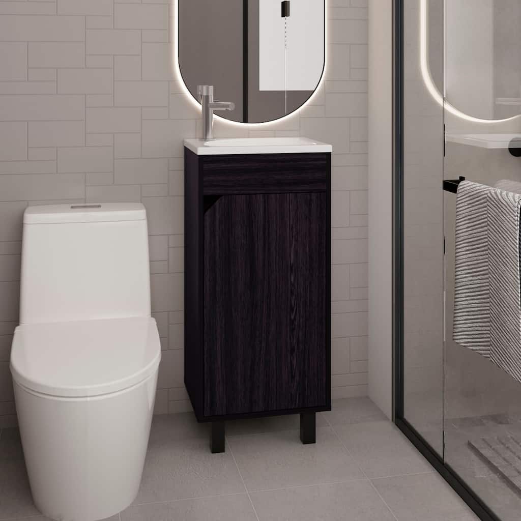 Modern aesthetic Bathroom Vanity, 1 Door, 4 Legs with Sturdy construction for stability