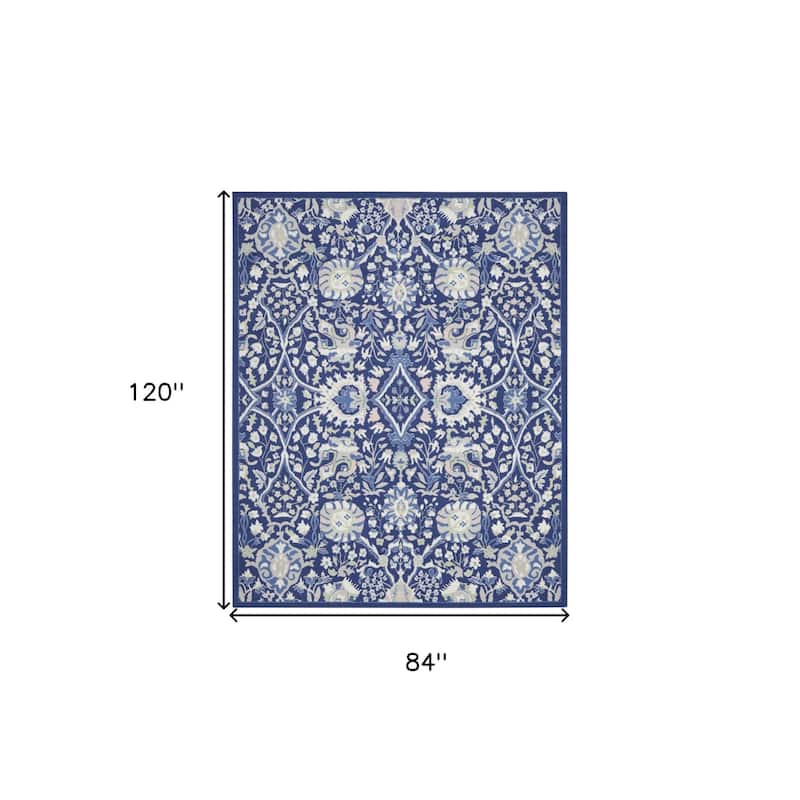 Power Loomed Distressed Floral Traditional Non Skid Stain Resistant Area Rug - 120' X '84' X '0.39
