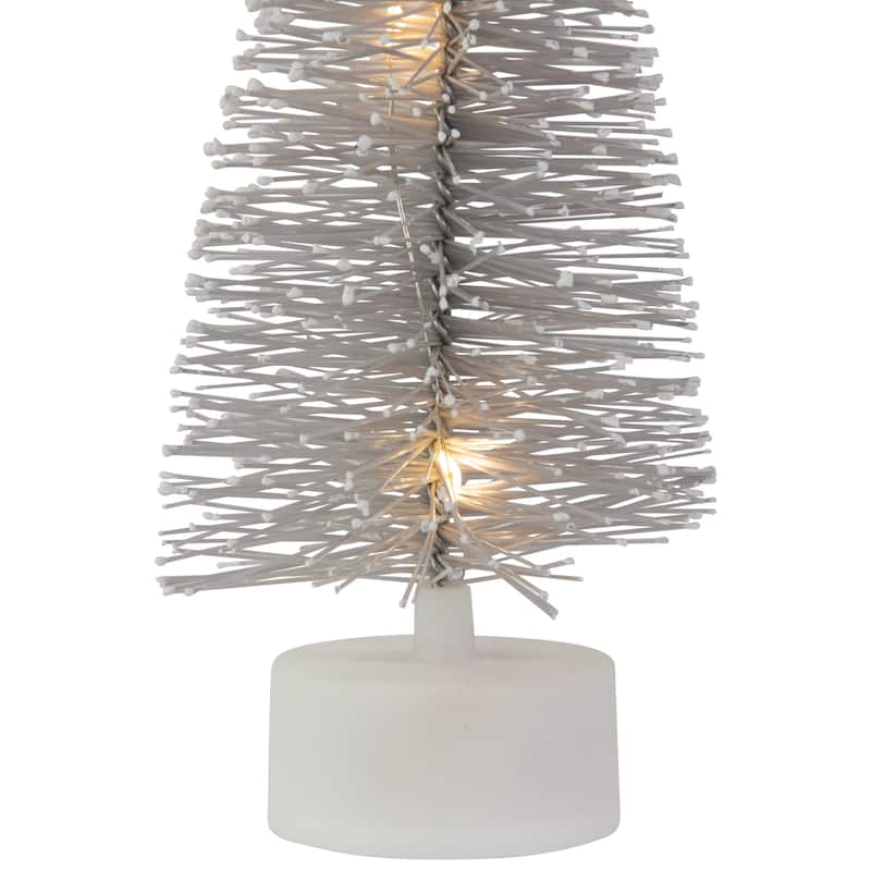 Set of 2 LED Pre-Lit Mini Bottle Brush Pine Christmas Village Trees - 7"